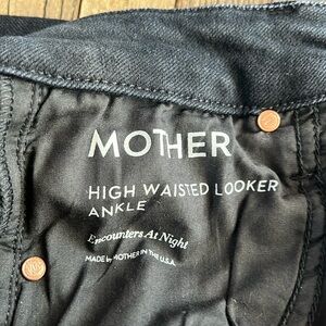 MOTHER High Waisted Looker Ankle Jeans - Black